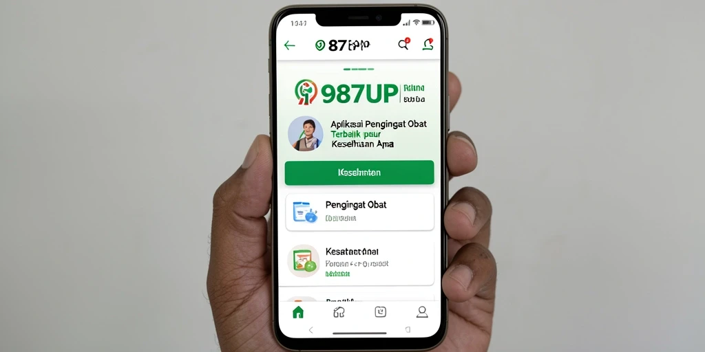 Screenshot 987UP menampilkan fungsi pengingat obat yang jelas dan mudah digunakan.