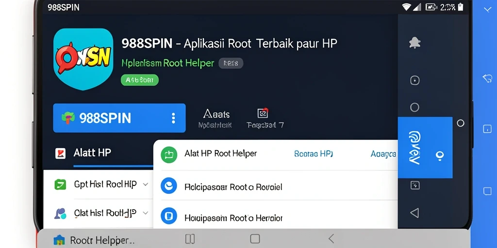 Antarmuka aplikasi 988SPIN yang sederhana dan efektif untuk Root Helper.