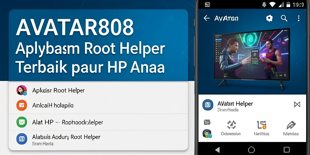 Screenshot utama AVATAR808 menampilkan antarmuka Root Helper yang sederhana dan intuitif.
