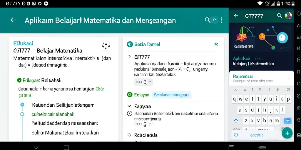 Antarmuka grafis GT777 yang menarik untuk belajar matematika.