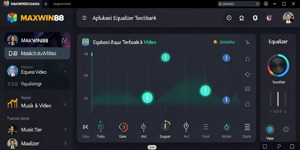 Tampilan antarmuka aplikasi Equalizer MAXWIN88 yang modern dan intuitif.
