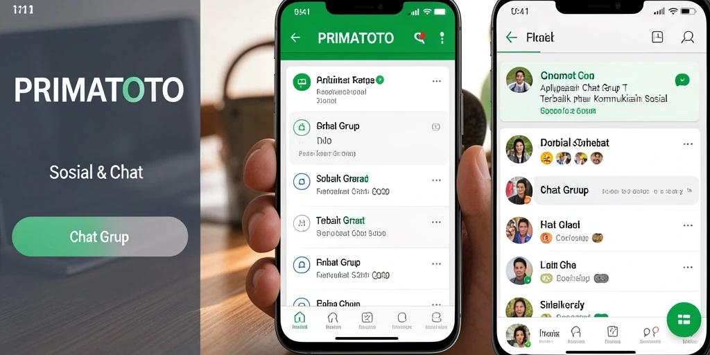 Tampilan antarmuka utama aplikasi Chat Grup PRIMATOTO yang menarik.