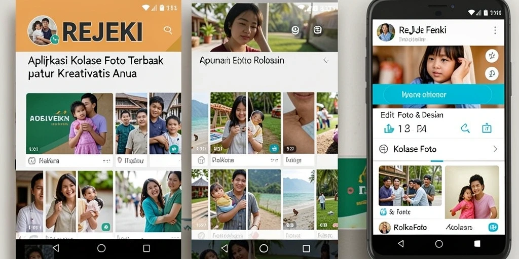Antarmuka menarik dari aplikasi REJEKI untuk kolase foto.